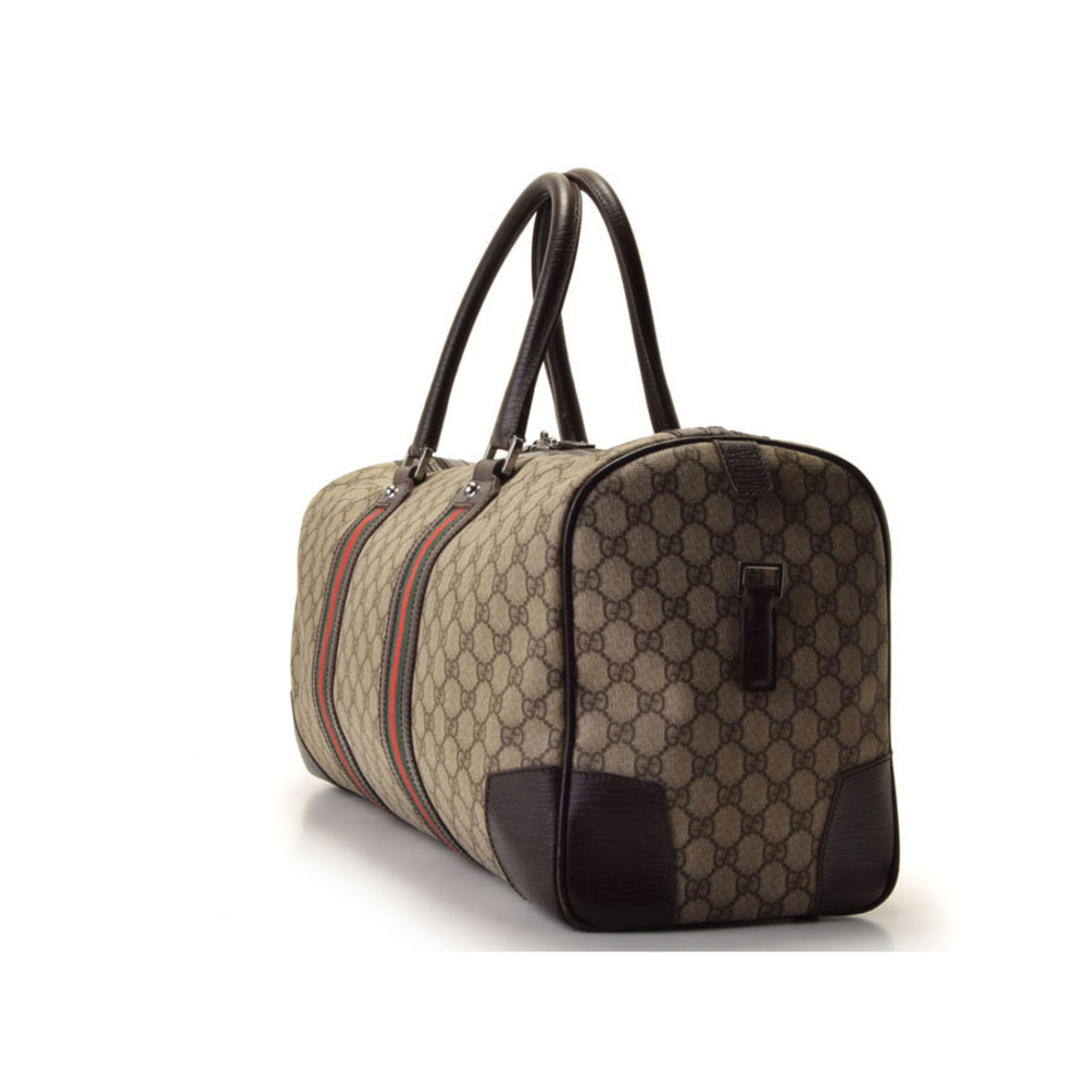Gucci GG bag Tan Beige leather Plus Black Boston